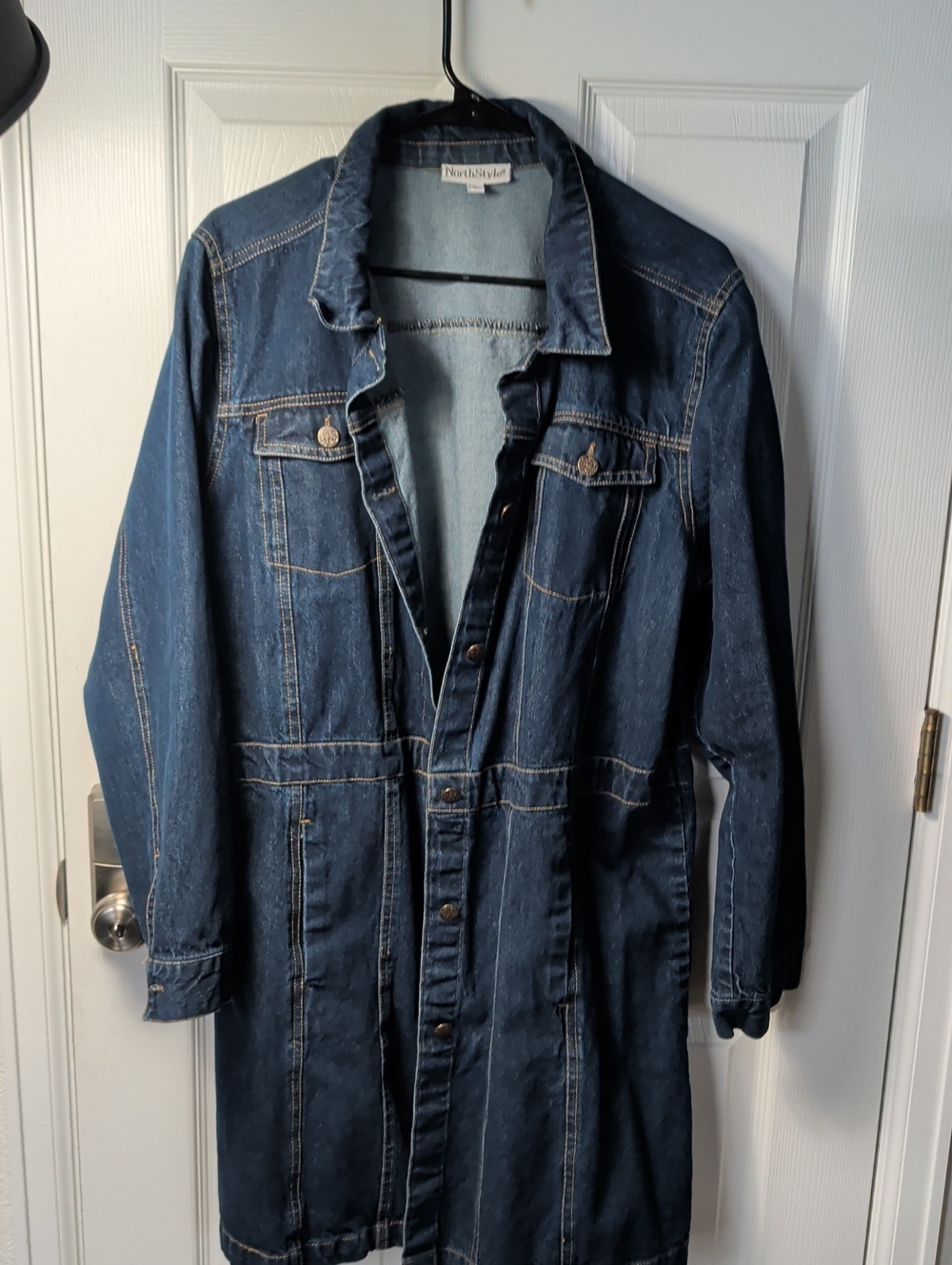 NorthStyle Dark Blue Denim Trench Coat